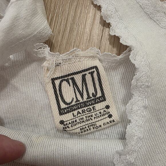 Vintage CMJ White Motorcycle Ride With Pride Y2K Lace Trim Tank Size Medium - Picture 4 of 6